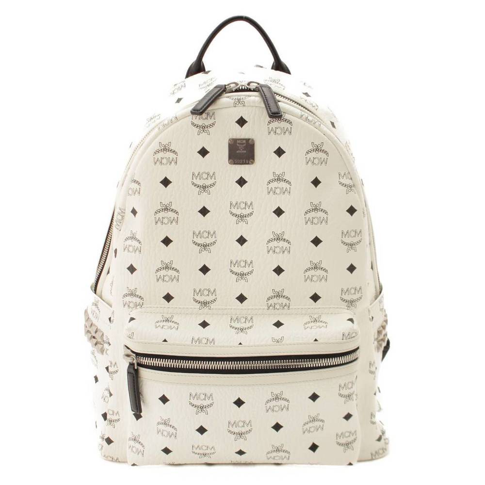 Mcm Logogram Backpack Studded Rucksack White - image 1